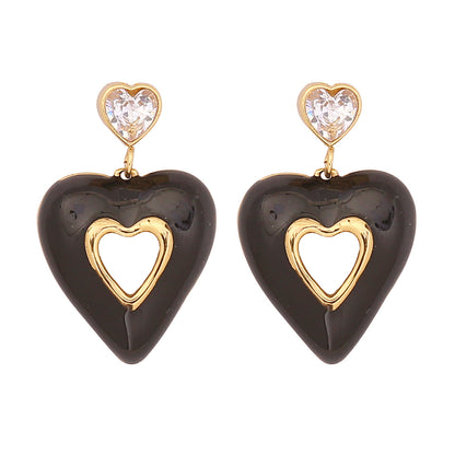 Heart Enamel Stud Earrings
