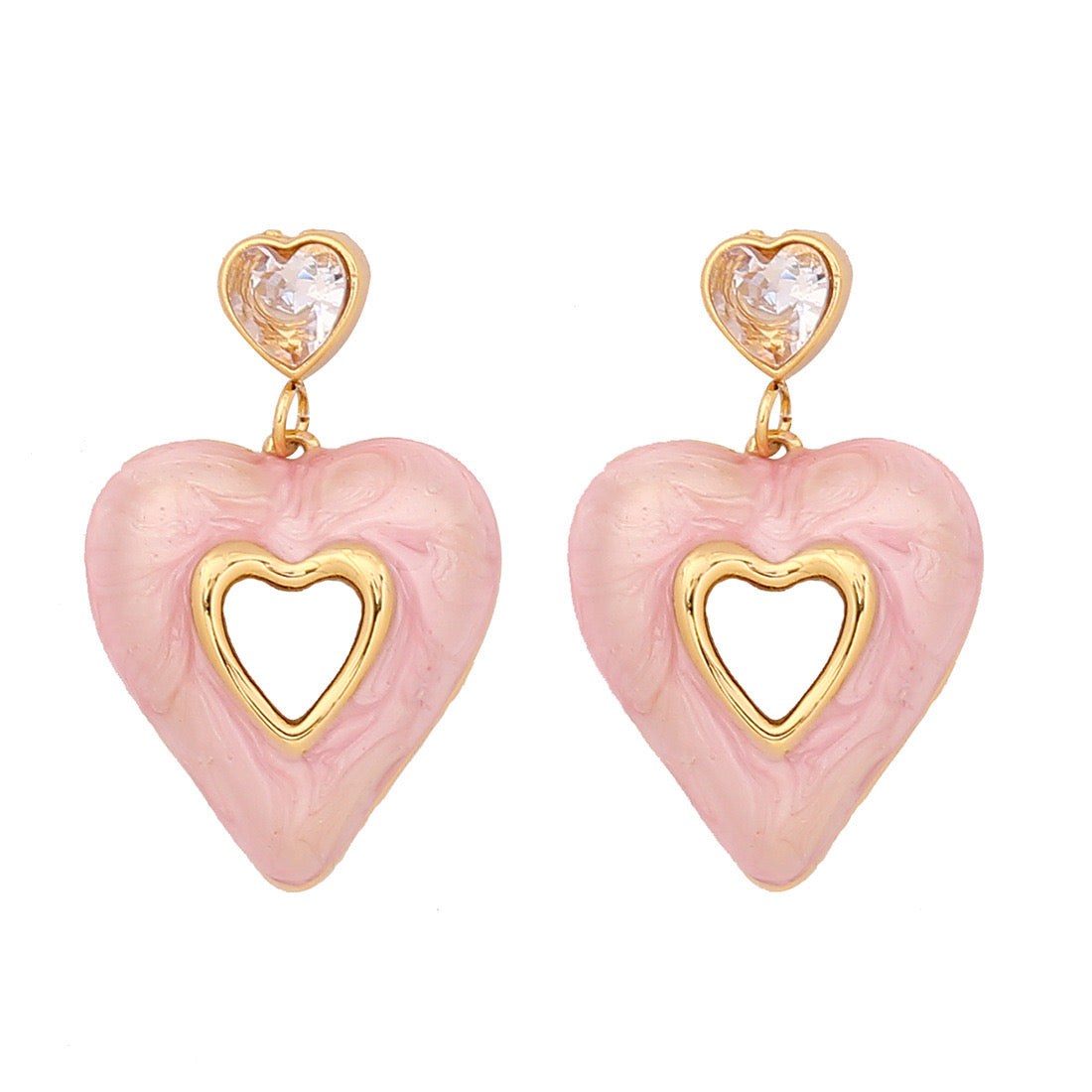 Heart Enamel Stud Earrings