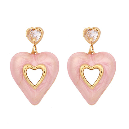 Heart Enamel Stud Earrings