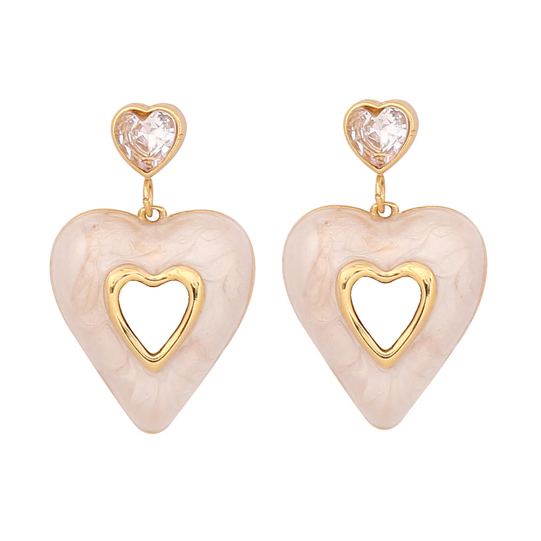 Heart Enamel Stud Earrings
