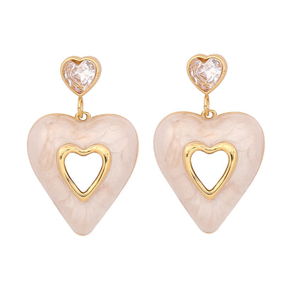 Heart Enamel Stud Earrings