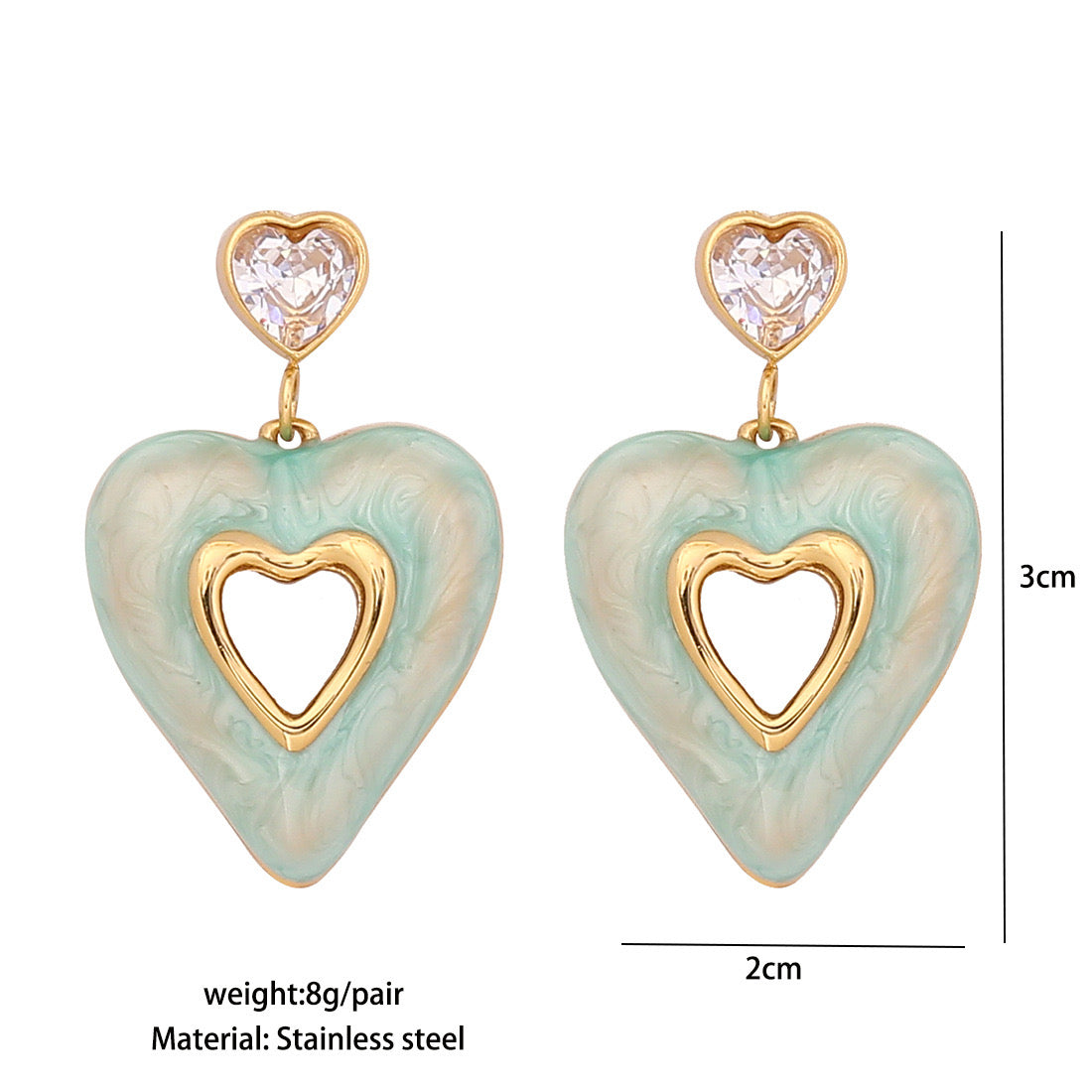 Heart Enamel Stud Earrings