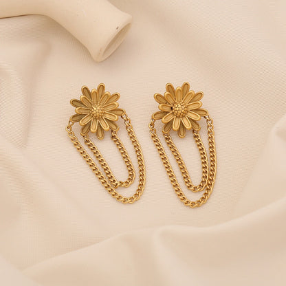 Bow Heart Flower Tassel Earrings