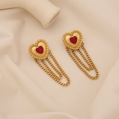 Bow Heart Flower Tassel Earrings