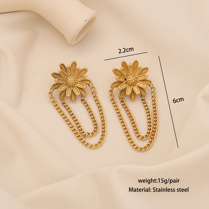 Bow Heart Flower Tassel Earrings