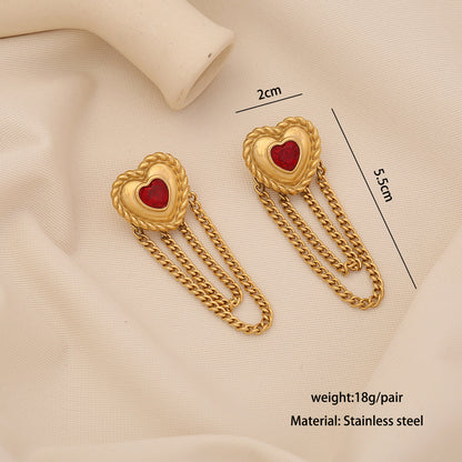 Bow Heart Flower Tassel Earrings