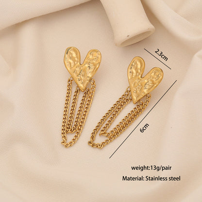 Bow Heart Flower Tassel Earrings