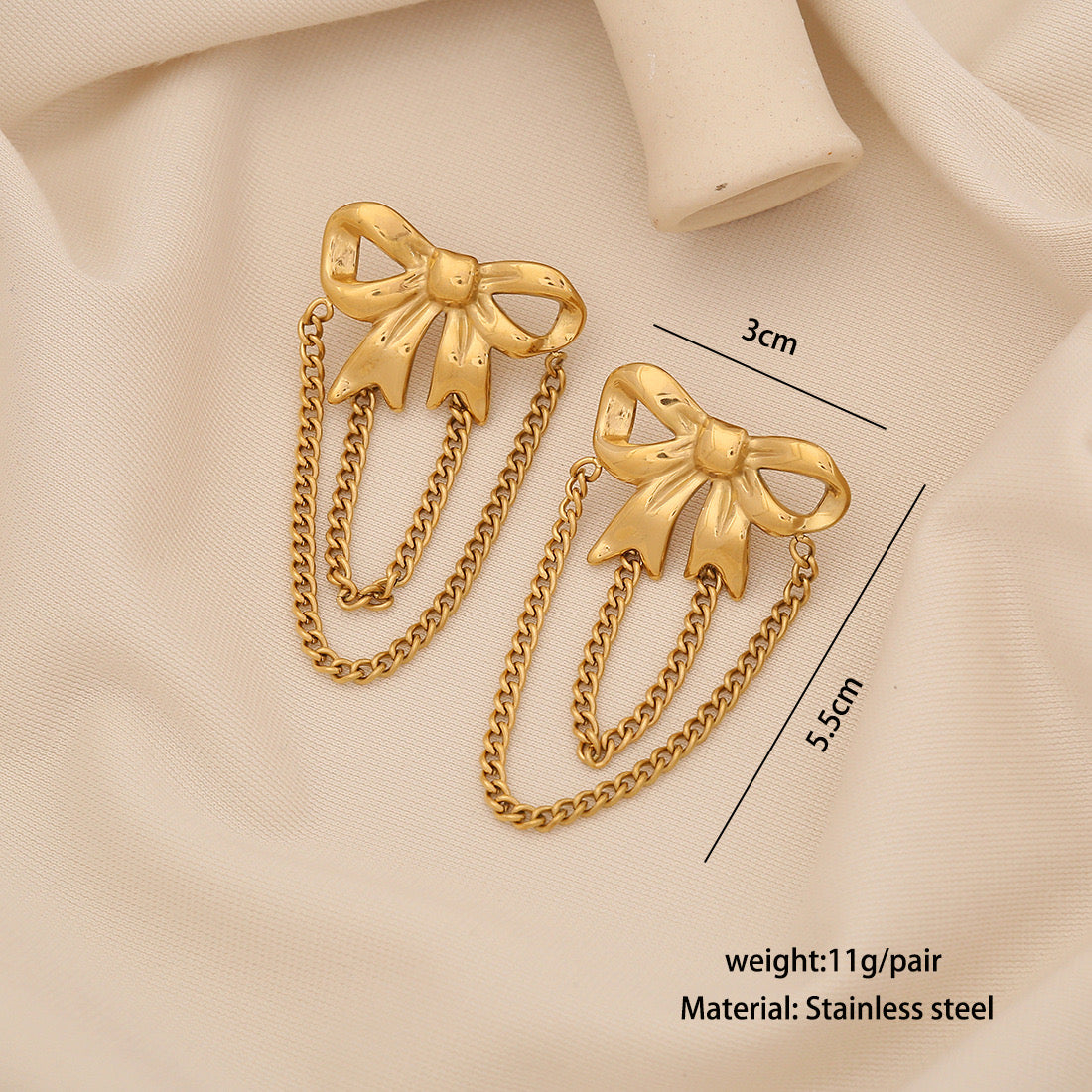 Bow Heart Flower Tassel Earrings