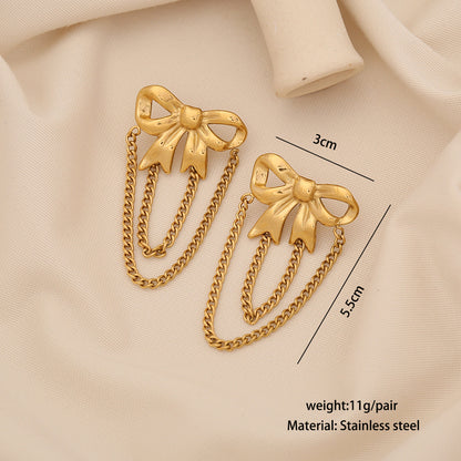 Bow Heart Flower Tassel Earrings