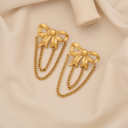 Bow Heart Flower Tassel Earrings