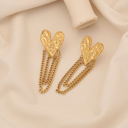 Bow Heart Flower Tassel Earrings