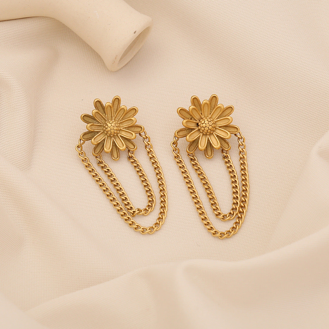 Bow Heart Flower Tassel Earrings