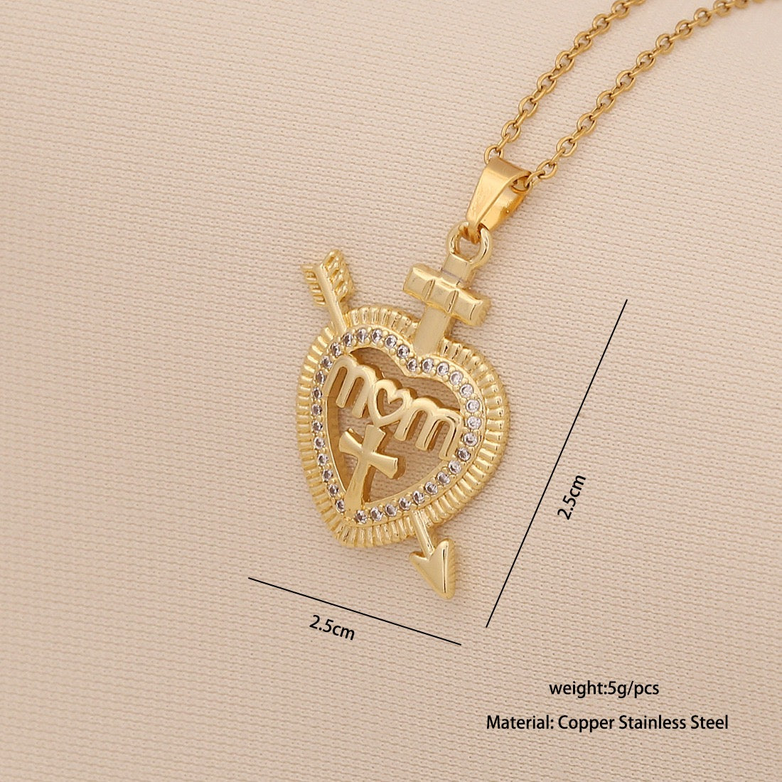 "Mom" Heart Necklace