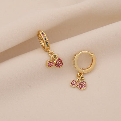 Star & Moon Earrings with Rainbow Cherry Studs