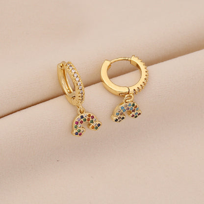 Star & Moon Earrings with Rainbow Cherry Studs