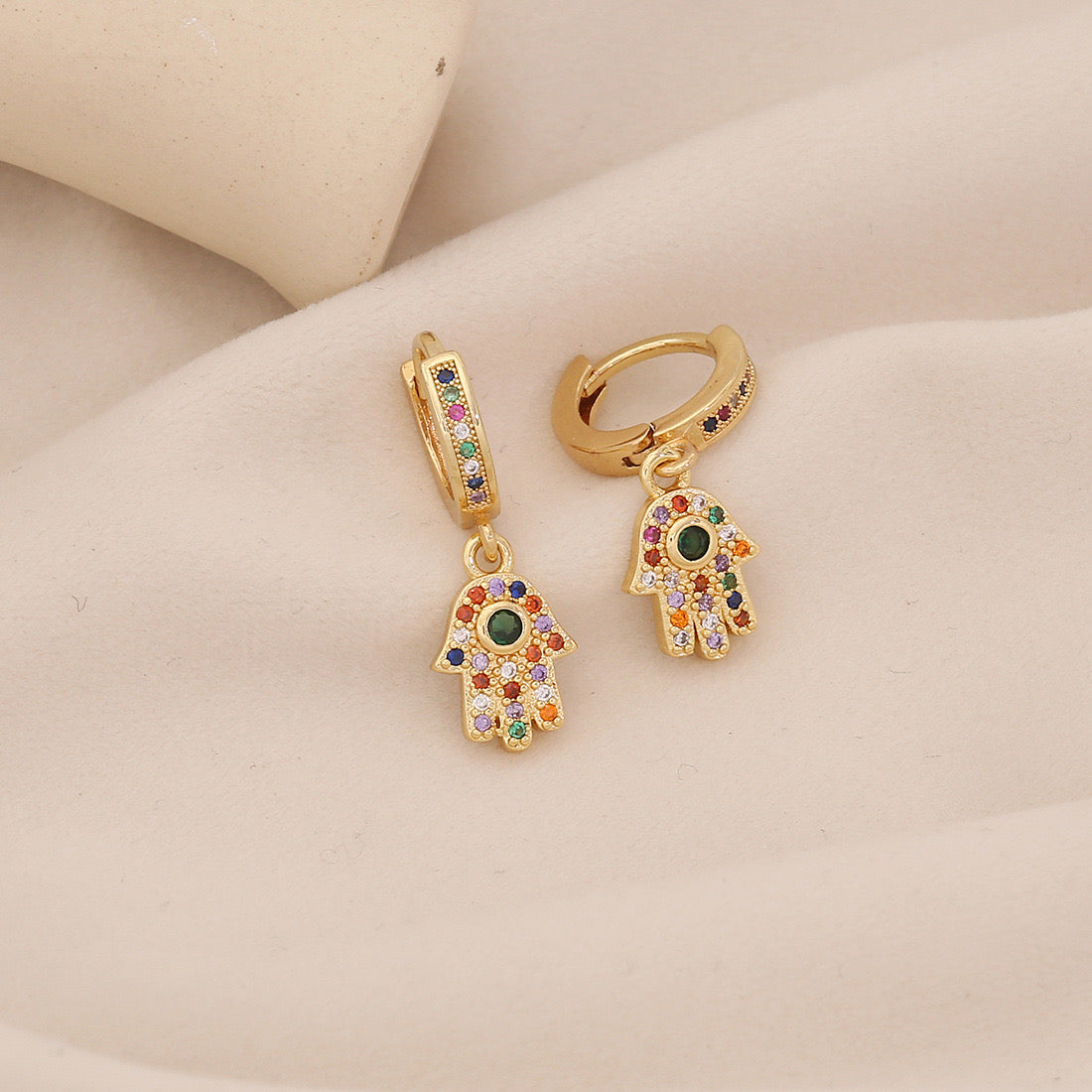 Star & Moon Earrings with Rainbow Cherry Studs