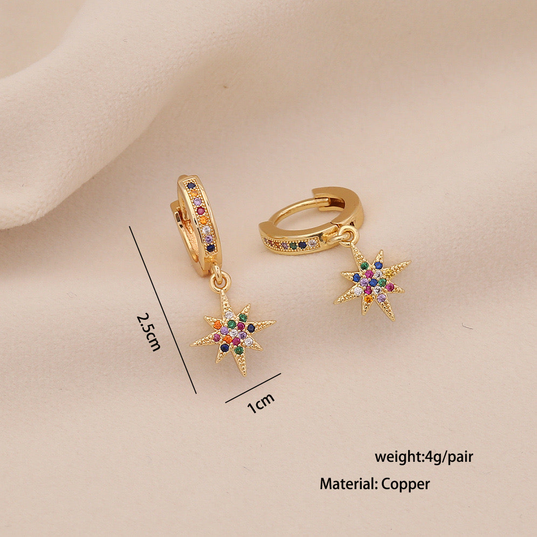 Star & Moon Earrings with Rainbow Cherry Studs