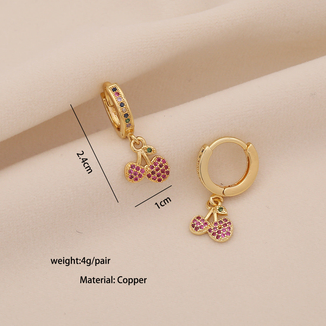 Star & Moon Earrings with Rainbow Cherry Studs