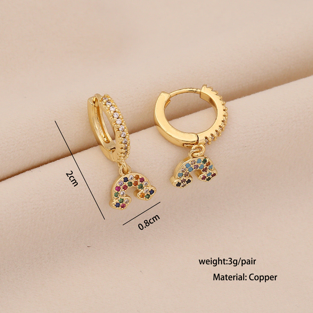 Star & Moon Earrings with Rainbow Cherry Studs