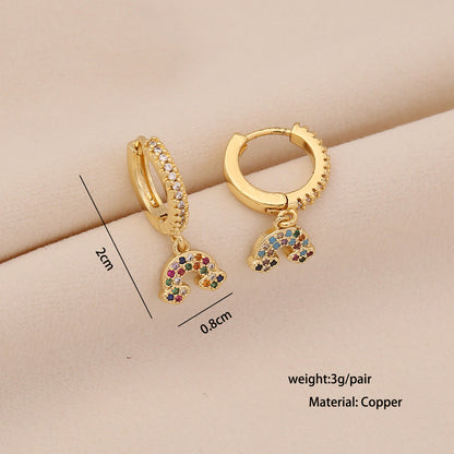 Star & Moon Earrings with Rainbow Cherry Studs
