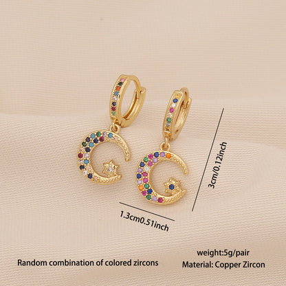 Star & Moon Earrings with Rainbow Cherry Studs