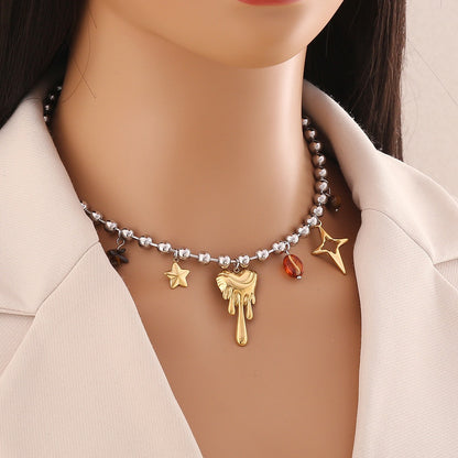 Dopamine Cross & Pearl Heart Necklace