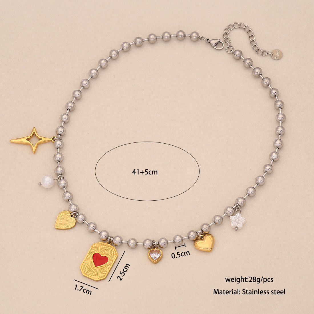 Dopamine Cross & Pearl Heart Necklace