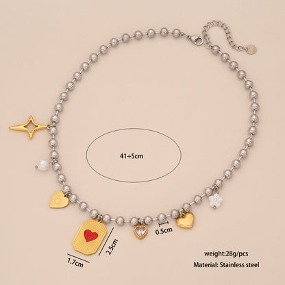 Dopamine Cross & Pearl Heart Necklace