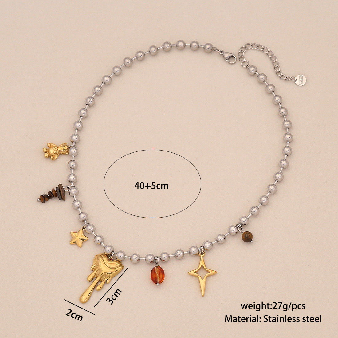 Dopamine Cross & Pearl Heart Necklace