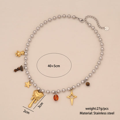 Dopamine Cross & Pearl Heart Necklace