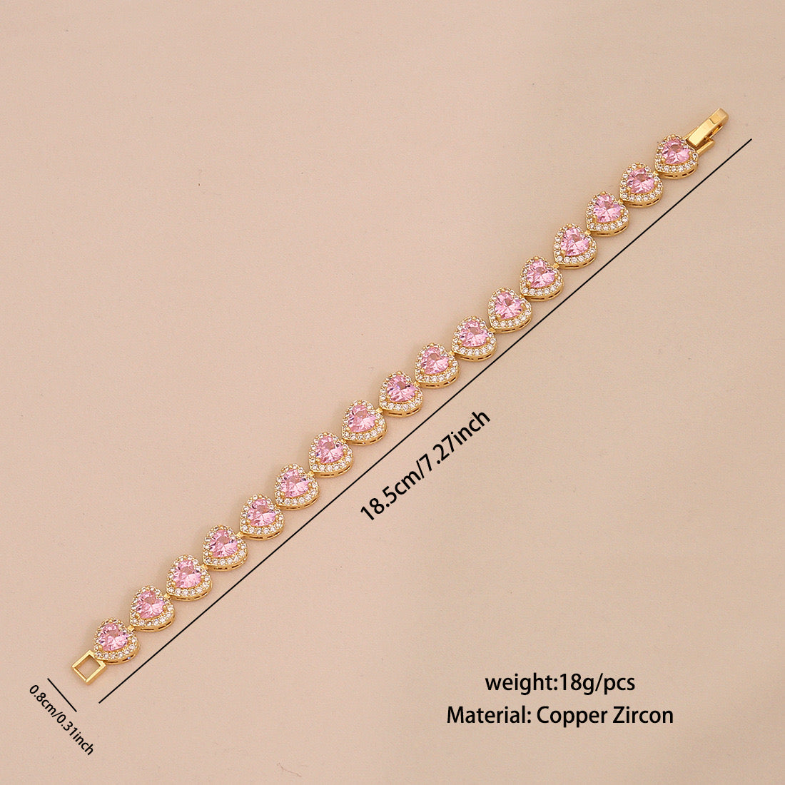Roman Heart Zircon Bracelet