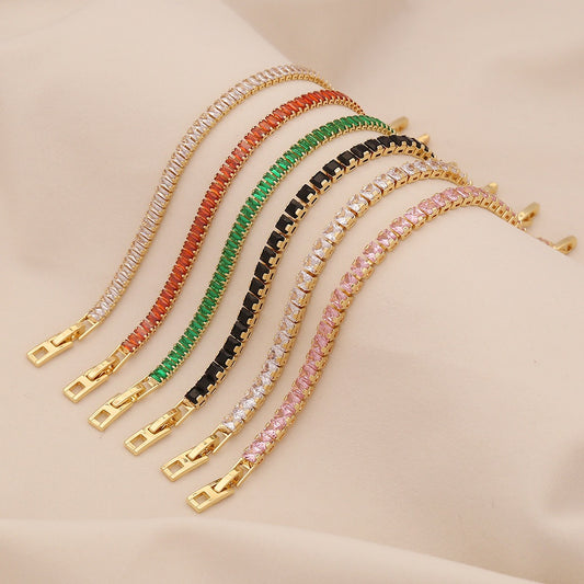 Multi-Colour Square Zircon Bracelet