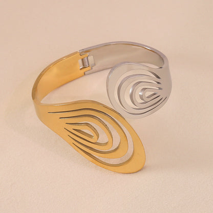 Two-Tone Geometric Hollow Bangle