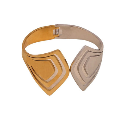 Two-Tone Geometric Hollow Bangle