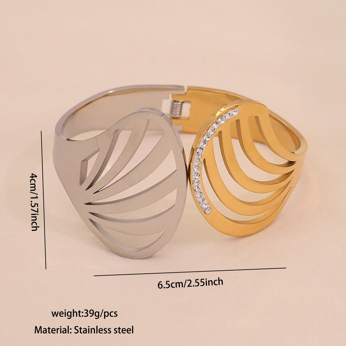 Two-Tone Geometric Hollow Bangle