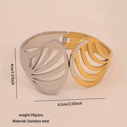 Two-Tone Geometric Hollow Bangle