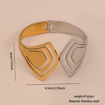 Two-Tone Geometric Hollow Bangle