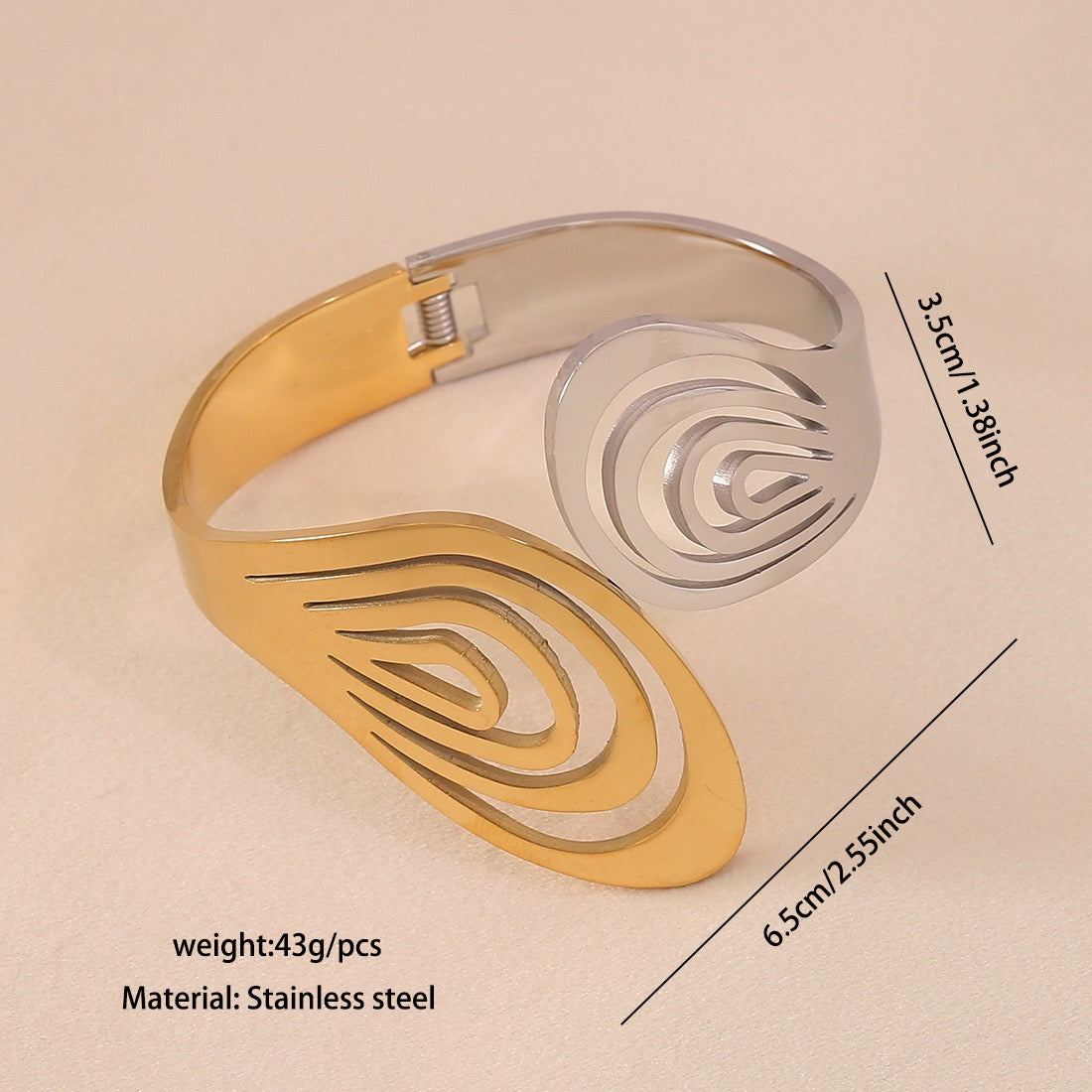 Two-Tone Geometric Hollow Bangle