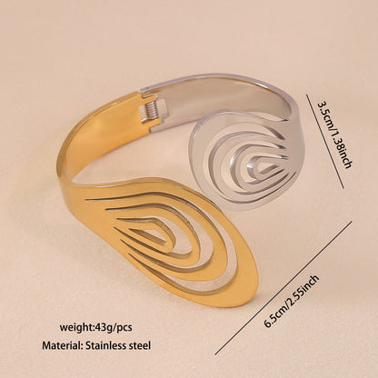 Two-Tone Geometric Hollow Bangle