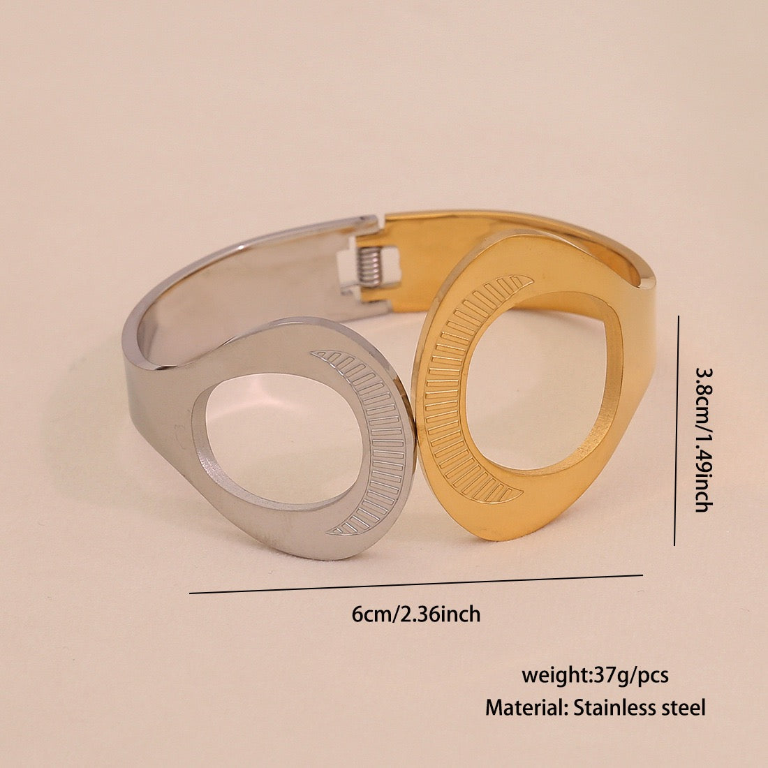 Two-Tone Geometric Hollow Bangle