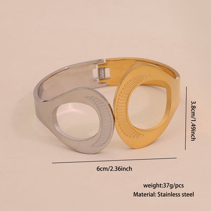 Two-Tone Geometric Hollow Bangle