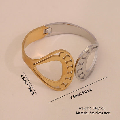 Two-Tone Geometric Hollow Bangle