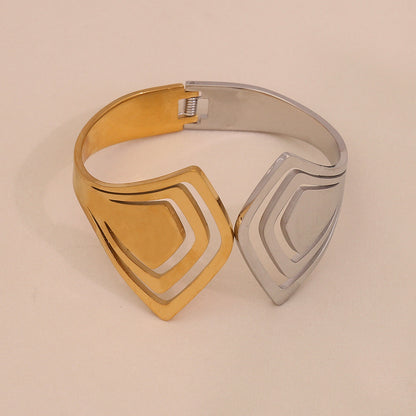 Two-Tone Geometric Hollow Bangle