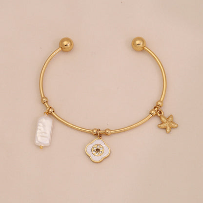 C-Shaped Pearl Bangle