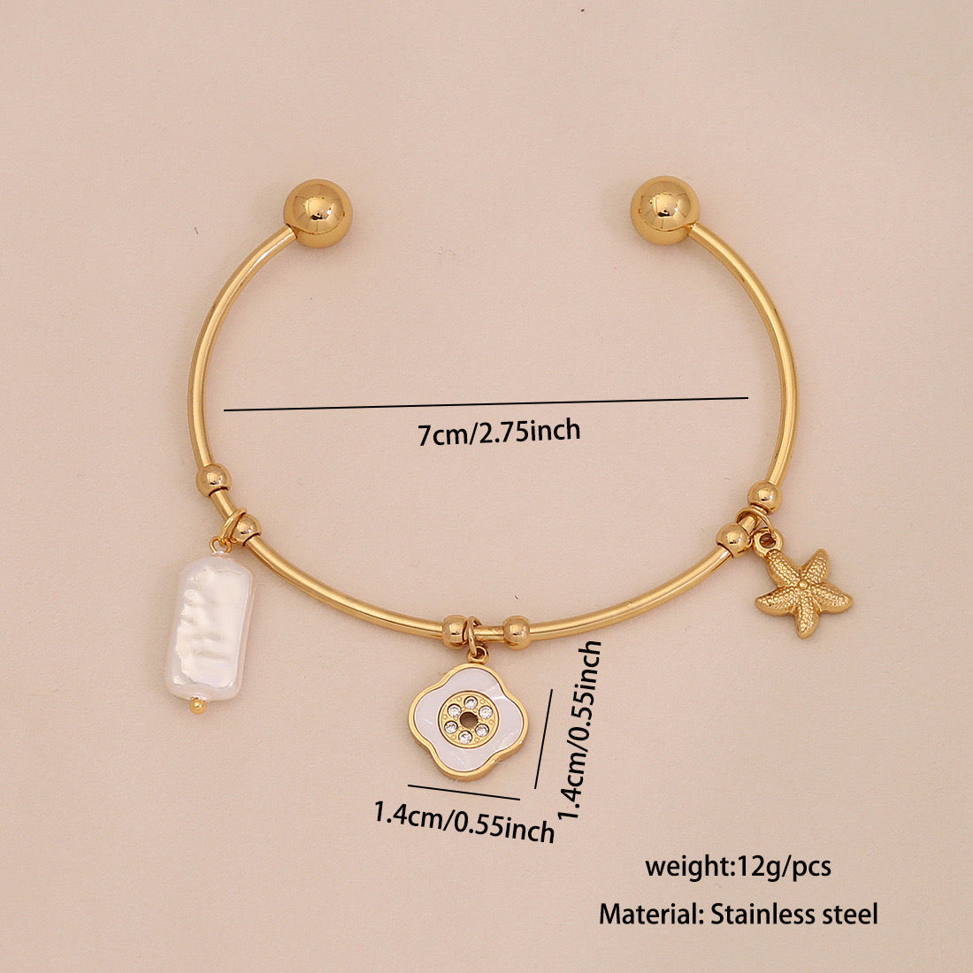 C-Shaped Pearl Bangle