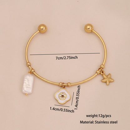 C-Shaped Pearl Bangle
