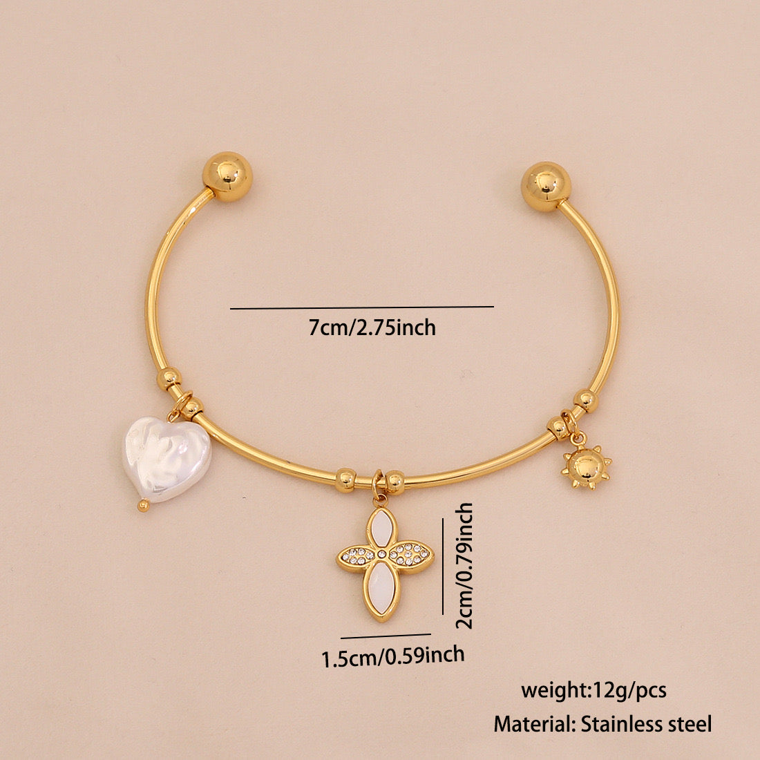 C-Shaped Pearl Bangle