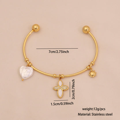C-Shaped Pearl Bangle