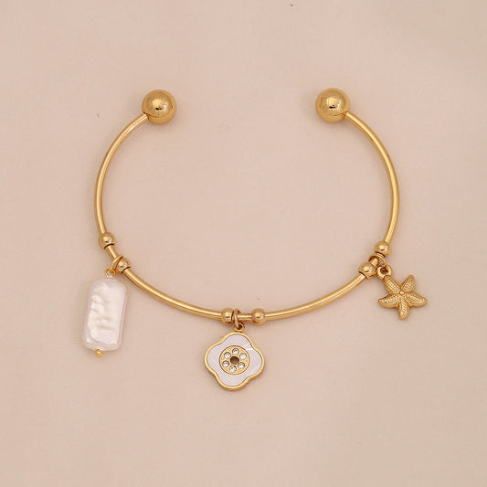 C-Shaped Pearl Bangle