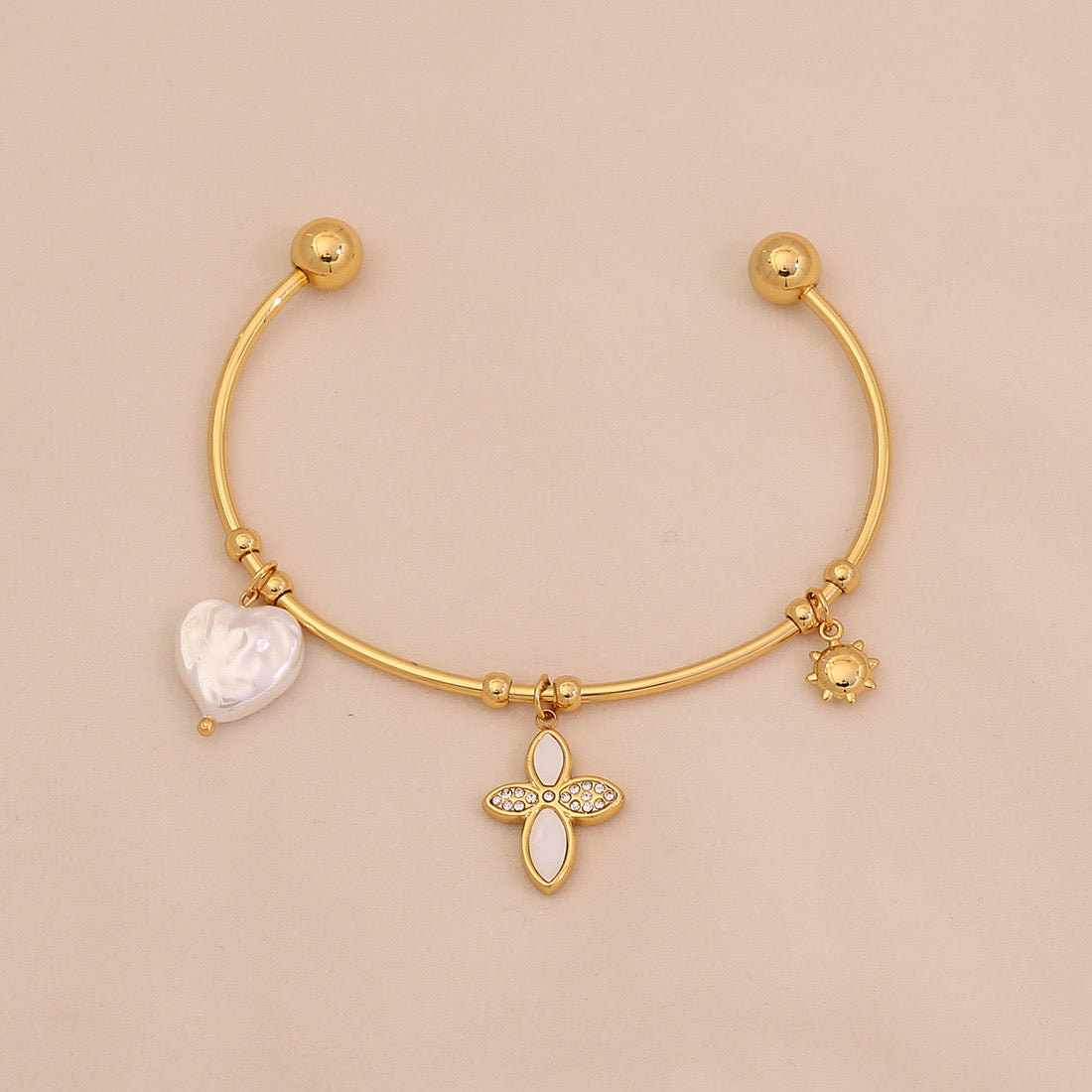 C-Shaped Pearl Bangle